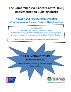 Cover Image of the Comprehensive Cancer Control Implementation Building Blocks Document