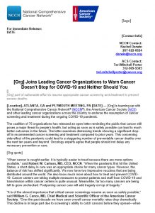 Return to Screening Press Release Cover