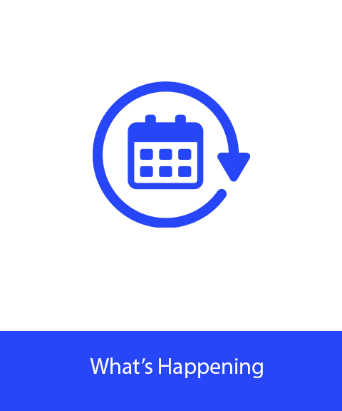 What's Happening<br><br>Learn about upcoming trainings and webinars related to your Comprehensive Cancer Control work. 